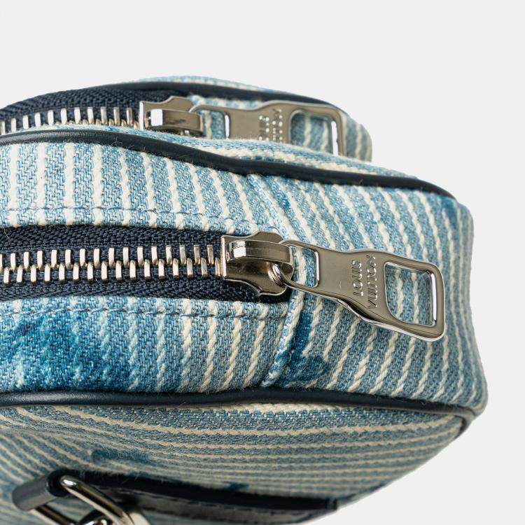Pre Owned Louis Vuitton Blue Monogram Denim Watercolor Hickory Stripes Outdoor Pouch