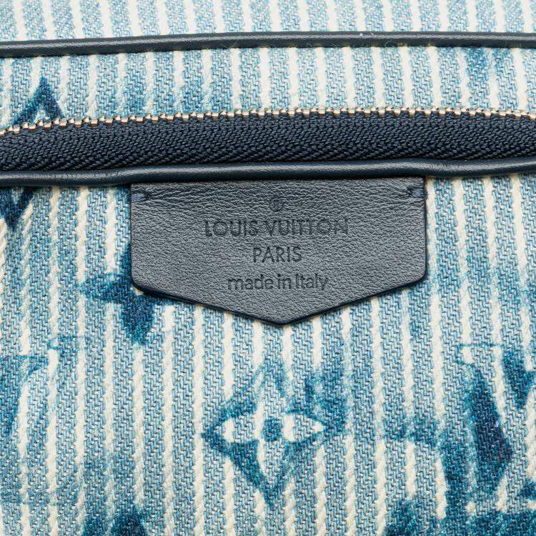 Pre Owned Louis Vuitton Blue Monogram Denim Watercolor Hickory Stripes Outdoor Pouch