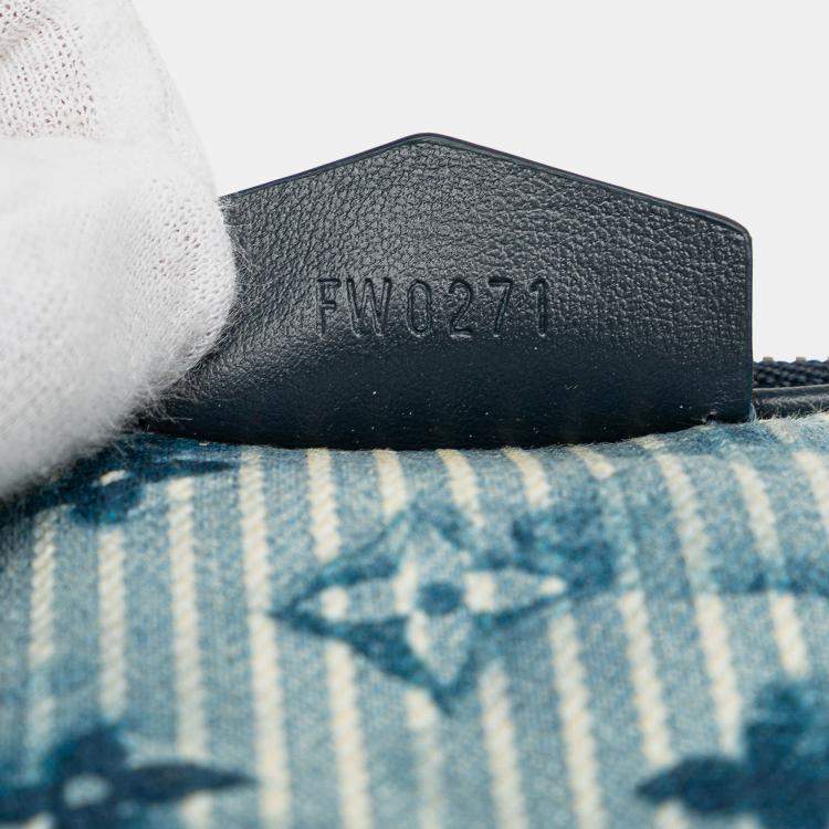 Pre Owned Louis Vuitton Blue Monogram Denim Watercolor Hickory Stripes Outdoor Pouch