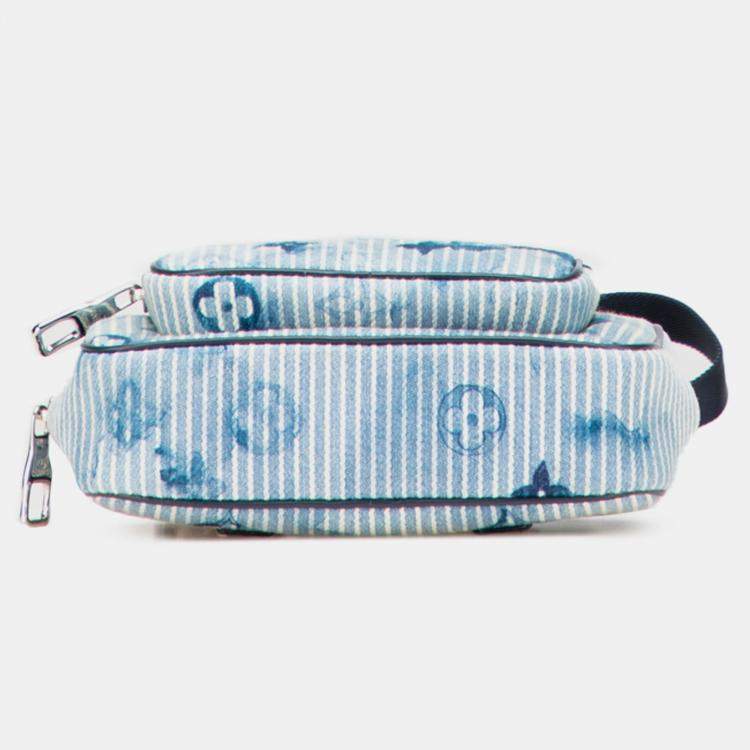 Pre Owned Louis Vuitton Blue Monogram Denim Watercolor Hickory Stripes Outdoor Pouch
