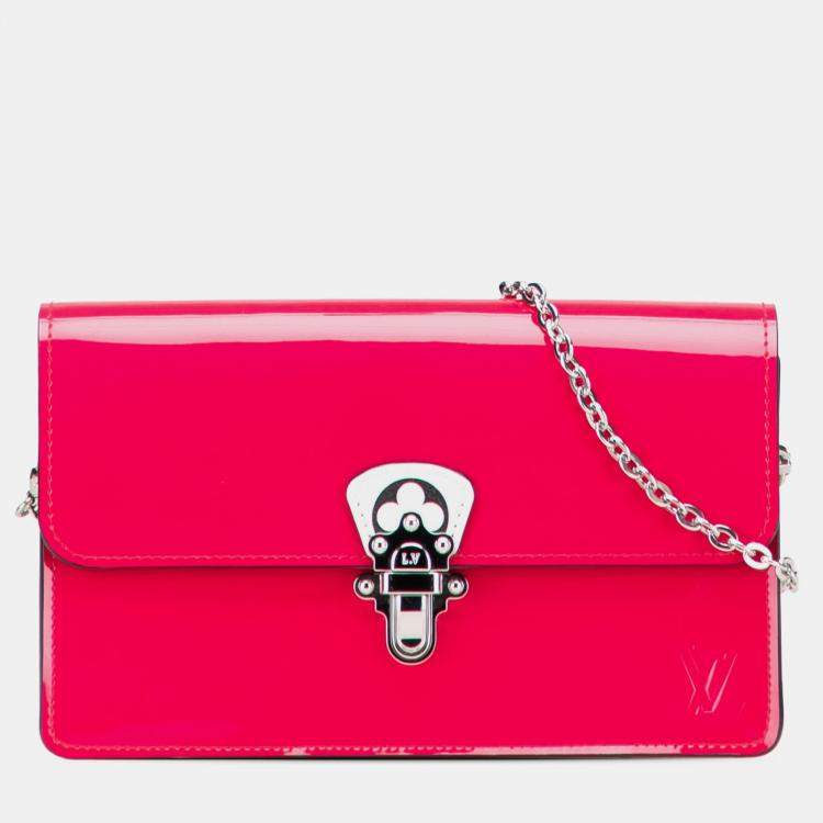 Pre Owned Louis Vuitton Pink Portefeuille Cherrywood Wallet On Chain