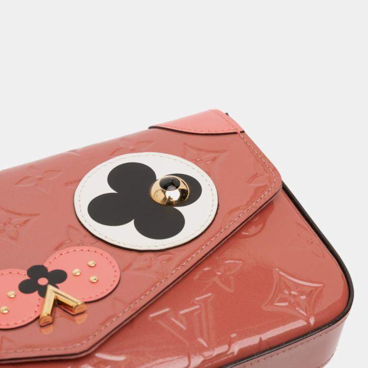 Pre Owned Louis Vuitton Pink Monogram Vernis Pochette Felicie Valentine Dog
