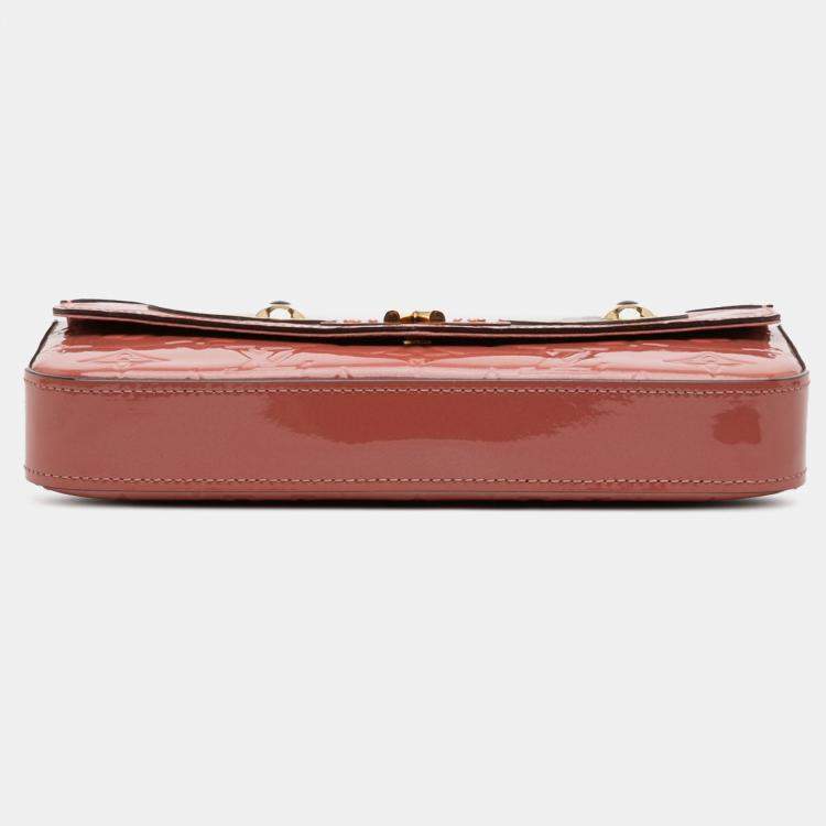 Pre Owned Louis Vuitton Pink Monogram Vernis Pochette Felicie Valentine Dog