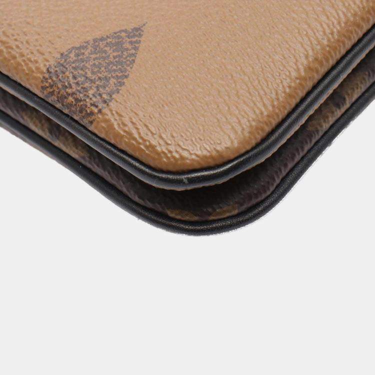 Pre Owned Louis Vuitton Brown Monogram Giant Reverse Double Zip Pochette