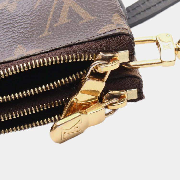 Pre Owned Louis Vuitton Brown Monogram Giant Reverse Double Zip Pochette