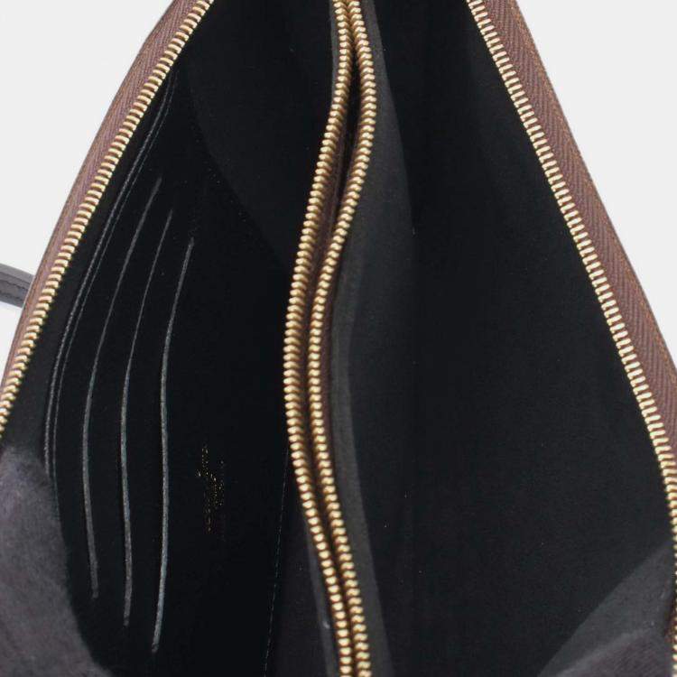Pre Owned Louis Vuitton Brown Monogram Giant Reverse Double Zip Pochette