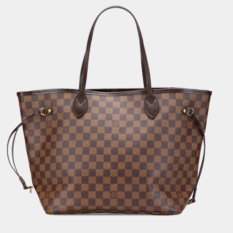 Pre Owned Louis Vuitton Brown Damier Ebene Neverfull MM