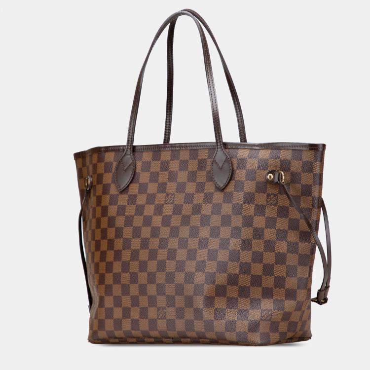 Pre Owned Louis Vuitton Brown Damier Ebene Neverfull MM