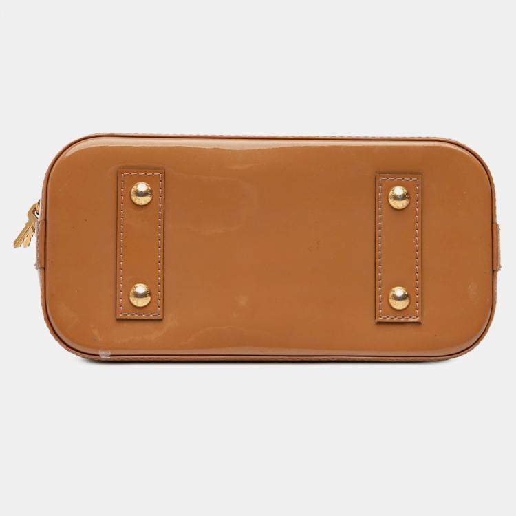 Pre Owned Louis Vuitton Brown Monogram Vernis Alma BB