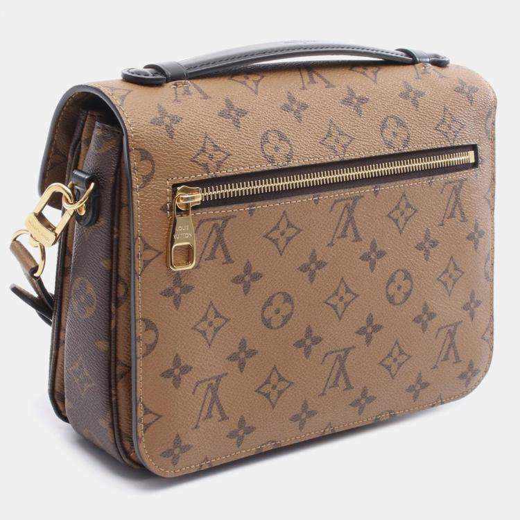 Pre Owned Louis Vuitton Brown Monogram Reverse Pochette Metis