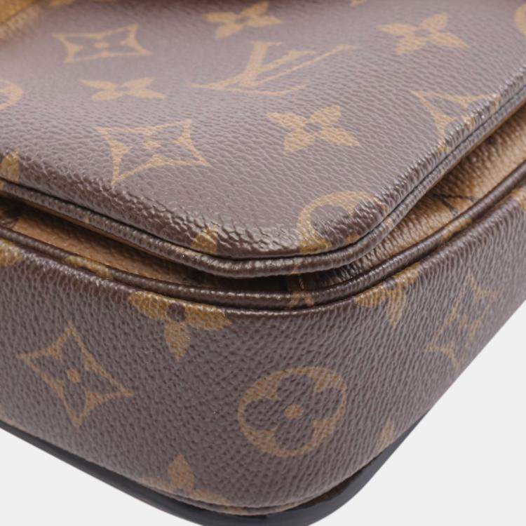 Pre Owned Louis Vuitton Brown Monogram Reverse Pochette Metis