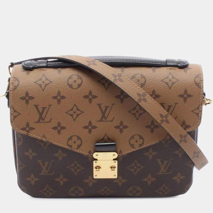 Pre Owned Louis Vuitton Brown Monogram Reverse Pochette Metis