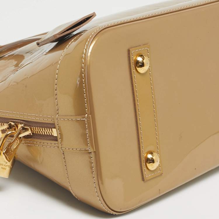 Pre Owned Louis Vuitton Beige Poudre Monogram Vernis Alma PM Bag