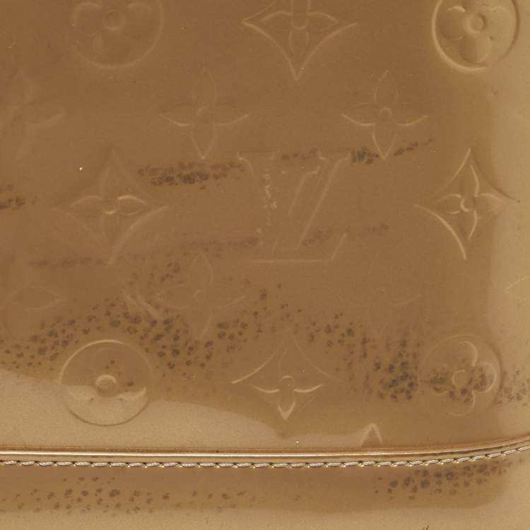 Pre Owned Louis Vuitton Beige Poudre Monogram Vernis Alma PM Bag