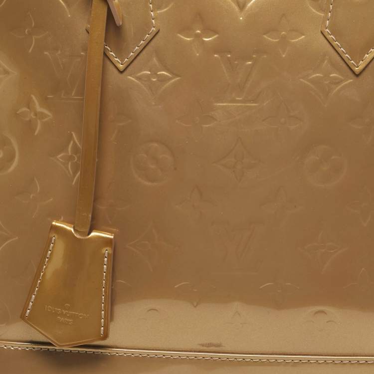 Pre Owned Louis Vuitton Beige Poudre Monogram Vernis Alma PM Bag