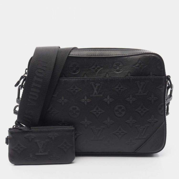 Pre Owned Louis Vuitton Black Monogram Shadow Duo Messenger