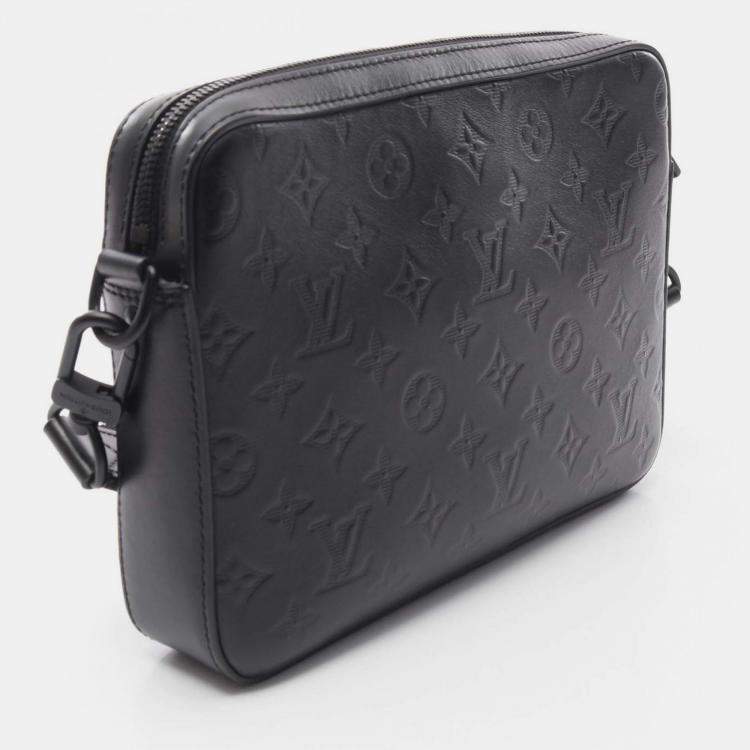 Pre Owned Louis Vuitton Black Monogram Shadow Duo Messenger