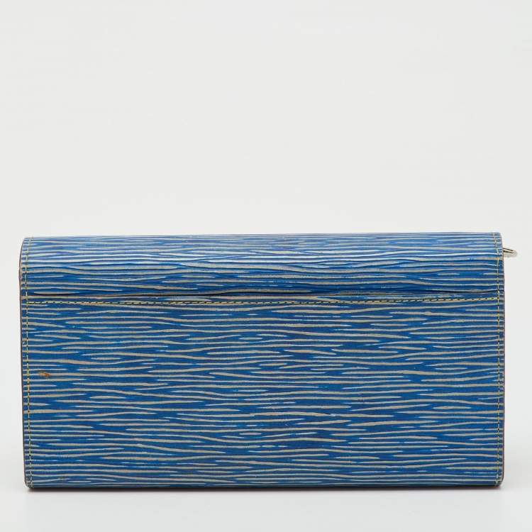 Pre Owned Louis Vuitton Light Denim Epi Leather Sarah Wallet