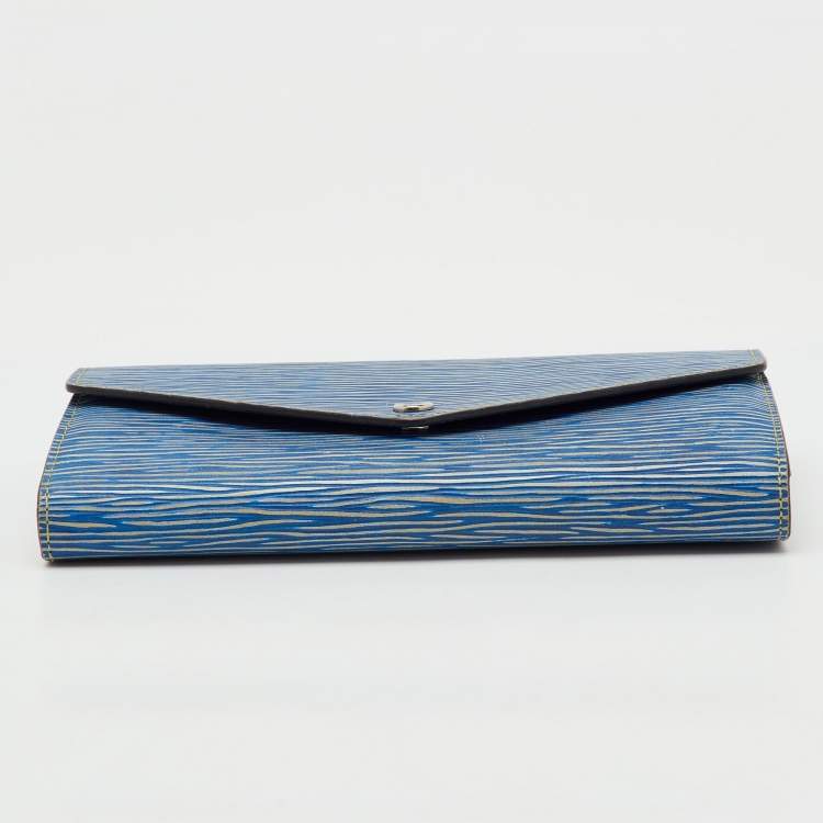 Pre Owned Louis Vuitton Light Denim Epi Leather Sarah Wallet