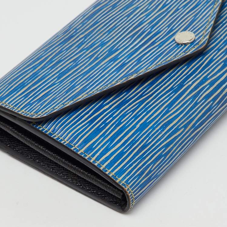 Pre Owned Louis Vuitton Light Denim Epi Leather Sarah Wallet