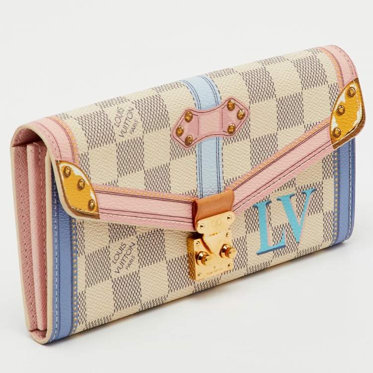 Pre Owned Louis Vuitton Damier Azur Canvas Summer Trunks Sarah Wallet