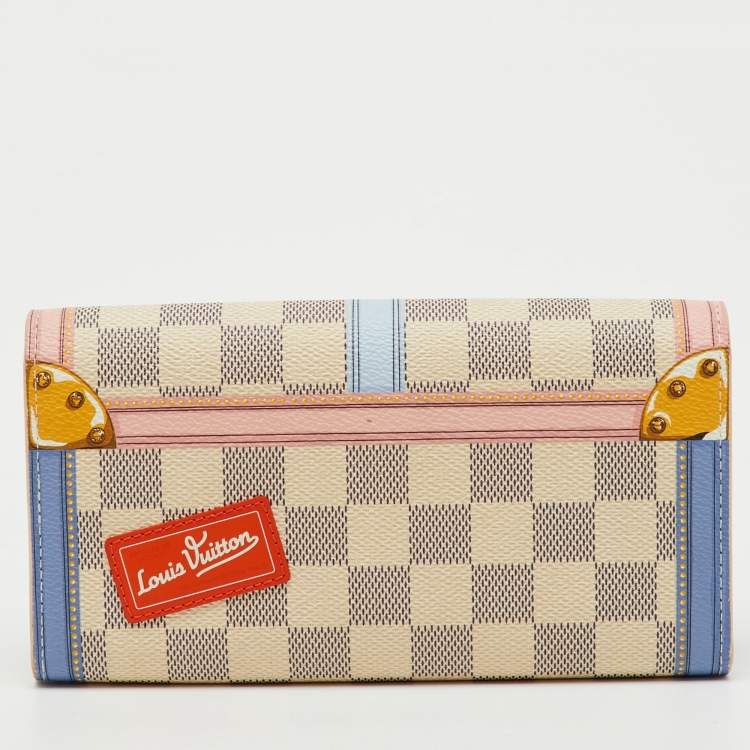 Pre Owned Louis Vuitton Damier Azur Canvas Summer Trunks Sarah Wallet