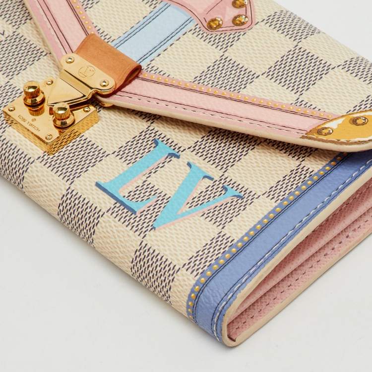 Pre Owned Louis Vuitton Damier Azur Canvas Summer Trunks Sarah Wallet