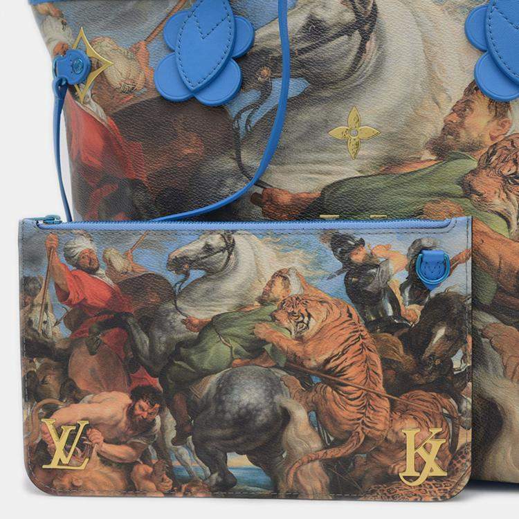 Pre Owned Louis Vuitton Masters Collection Neverfull MM Rubens Blue Coated Canvas Tote Bag