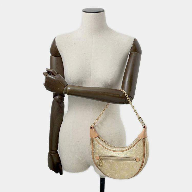 Pre Owned Louis Vuitton Woven Fabric Gold Shoulder Bags
