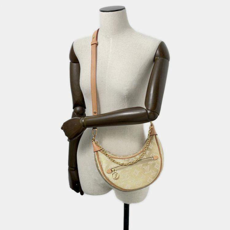 Pre Owned Louis Vuitton Woven Fabric Gold Shoulder Bags