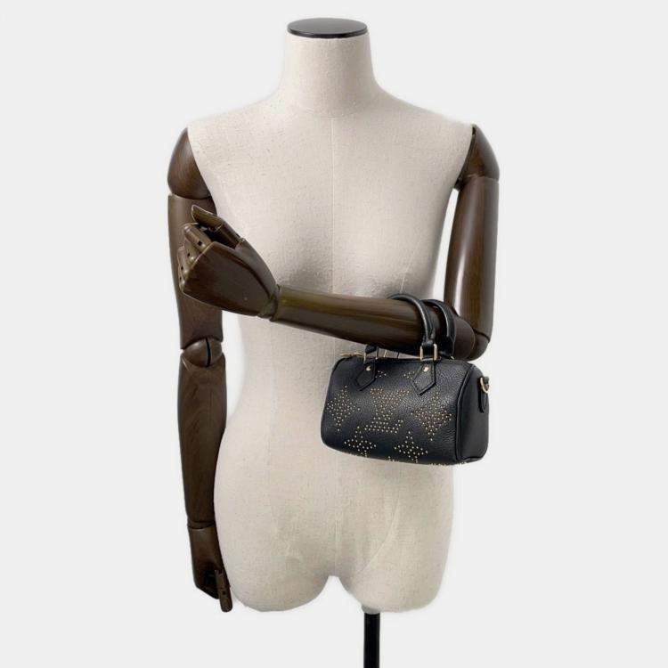 Pre Owned Louis Vuitton Speedy Nano Black Leather Shoulder Bag