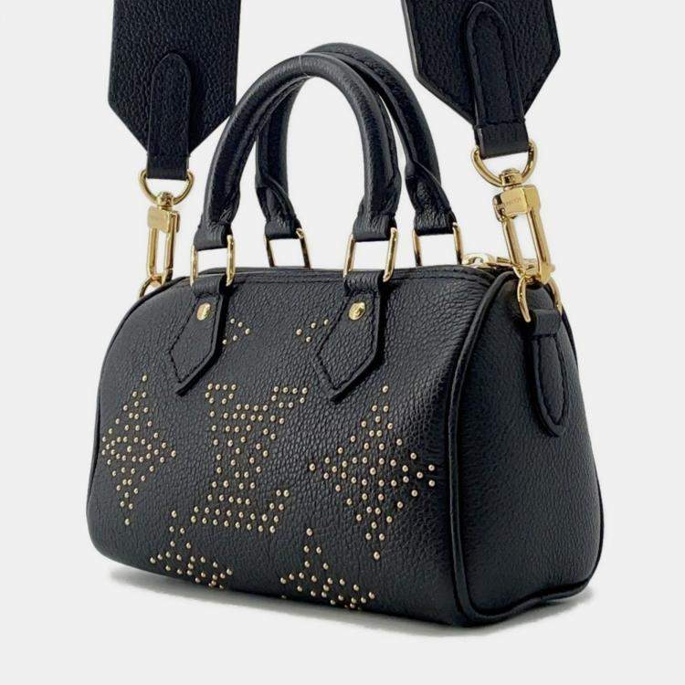 Pre Owned Louis Vuitton Speedy Nano Black Leather Shoulder Bag