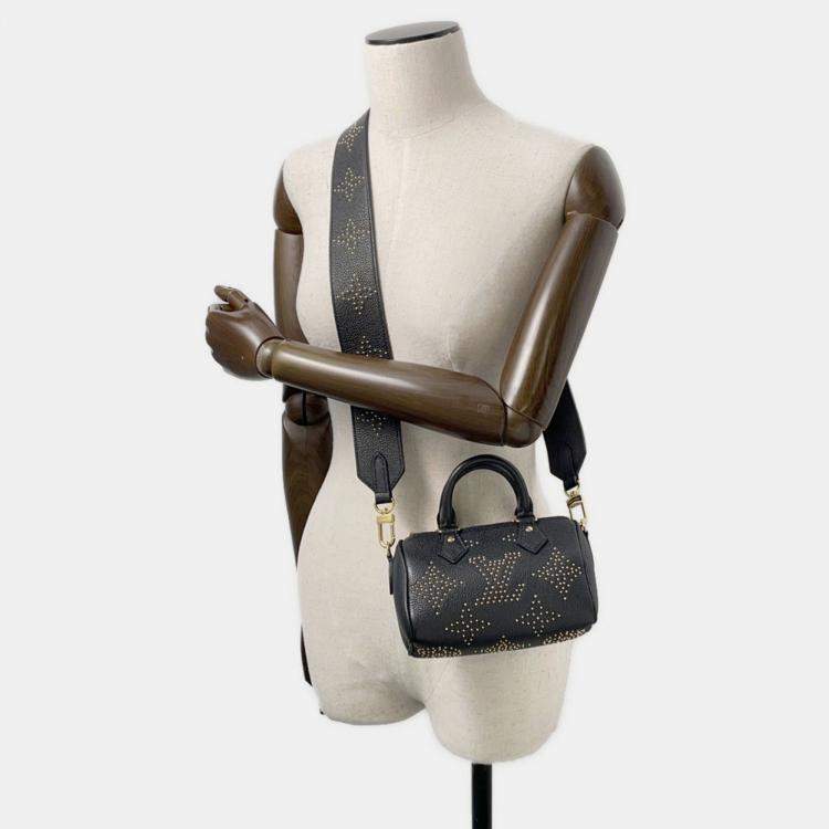 Pre Owned Louis Vuitton Speedy Nano Black Leather Shoulder Bag