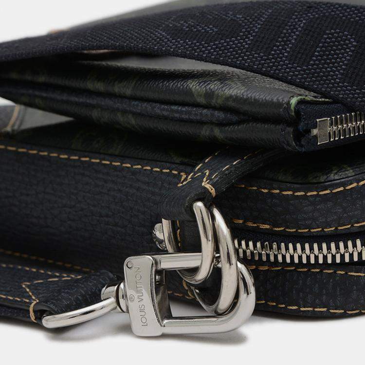 Pre Owned Louis Vuitton Trio Messenger Black Canvas Shoulder Bag