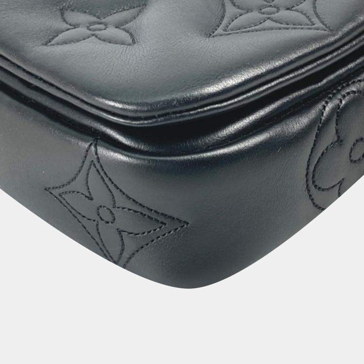 Pre Owned Louis Vuitton Bubblegram Black Leather Wallet on Strap