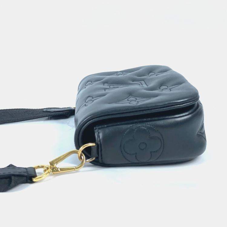 Pre Owned Louis Vuitton Bubblegram Black Leather Wallet on Strap