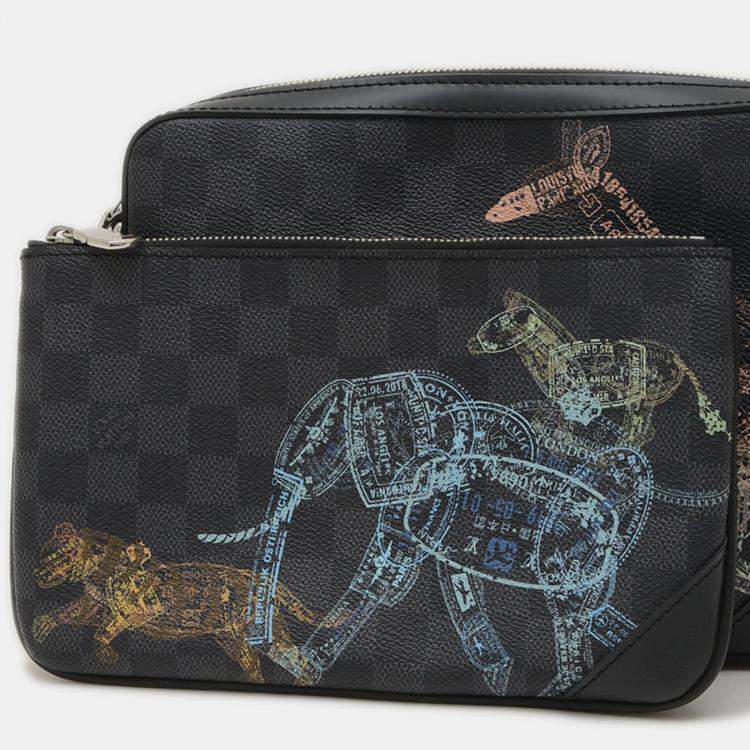 Pre Owned Louis Vuitton Trio Grey Damier Graphite Canvas Shoulder Bag