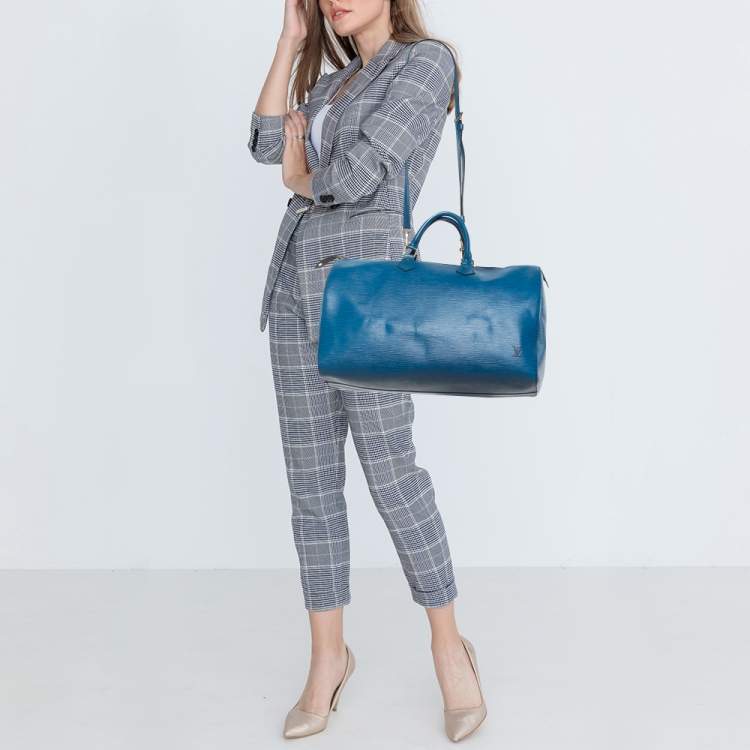 Pre Owned Louis Vuitton Toledo Blue Epi Leather Vintage Speedy 40 Bag