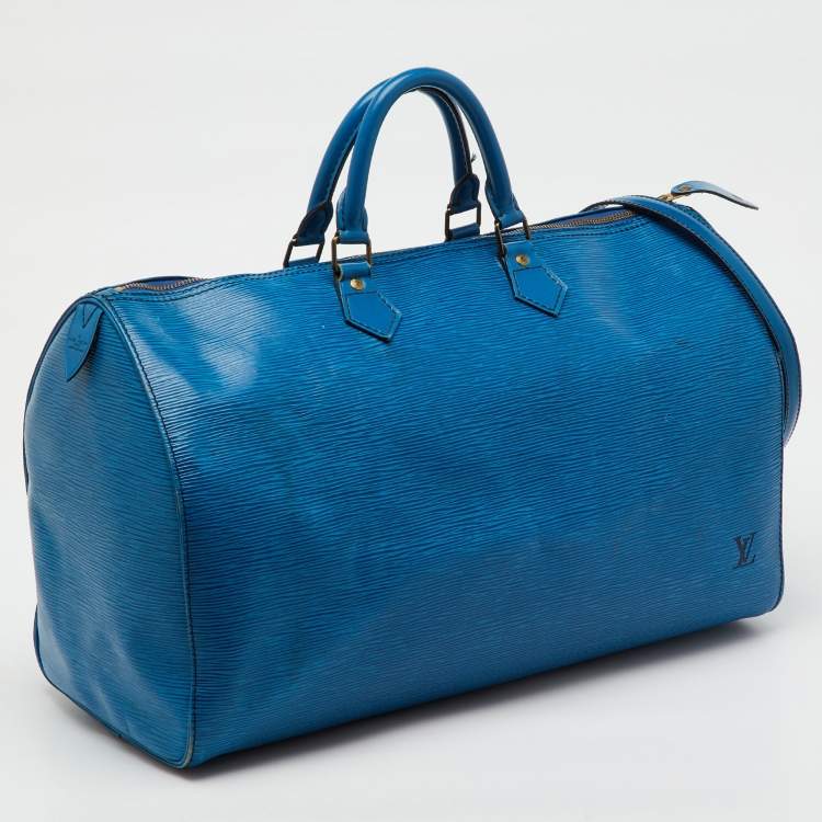 Pre Owned Louis Vuitton Toledo Blue Epi Leather Vintage Speedy 40 Bag