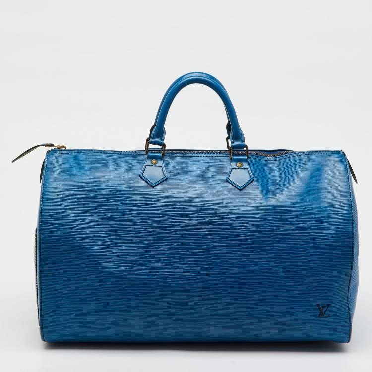Pre Owned Louis Vuitton Toledo Blue Epi Leather Vintage Speedy 40 Bag