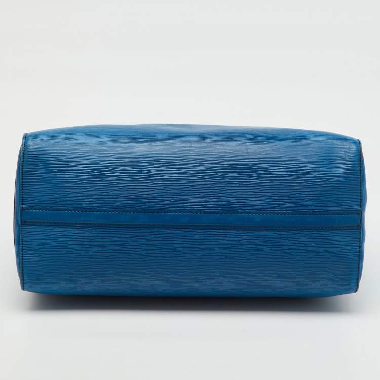 Pre Owned Louis Vuitton Toledo Blue Epi Leather Vintage Speedy 40 Bag
