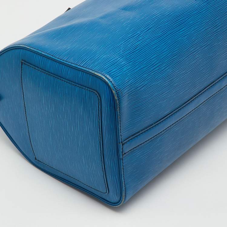 Pre Owned Louis Vuitton Toledo Blue Epi Leather Vintage Speedy 40 Bag