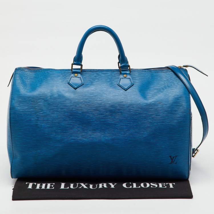 Pre Owned Louis Vuitton Toledo Blue Epi Leather Vintage Speedy 40 Bag