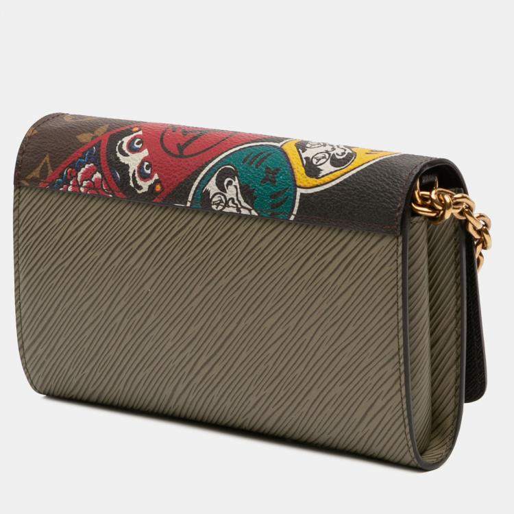 Pre Owned Louis Vuitton Brown Kansai Yamamoto Monogram and Epi Kabuki Twist Wallet on Chain