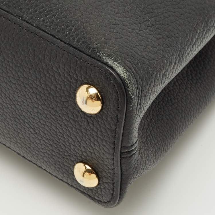 Pre Owned Louis Vuitton Black/Beige Taurillon Leather and Python Capucines BB Bag