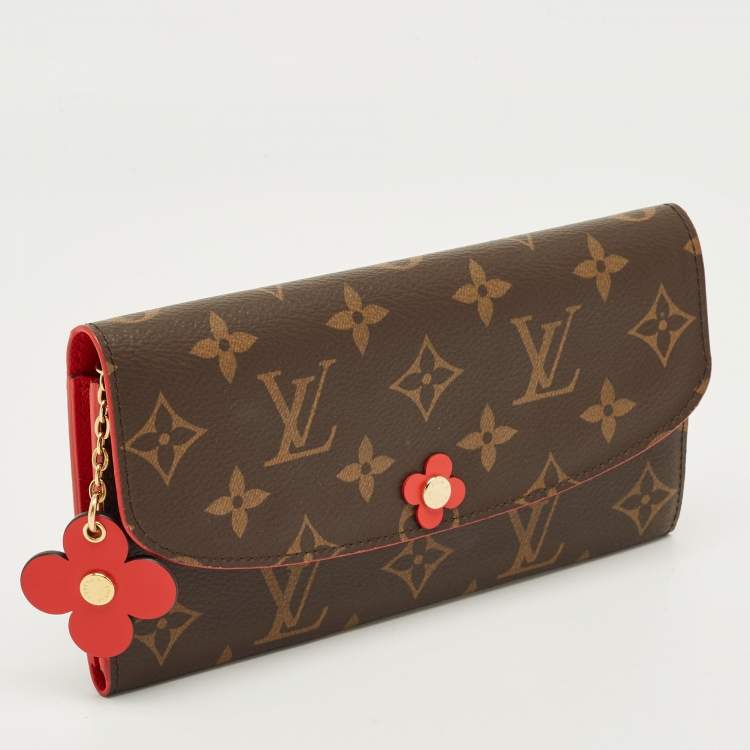 Pre Owned Louis Vuitton Coquelicot Monogram Canvas Emilie Bloom Wallet