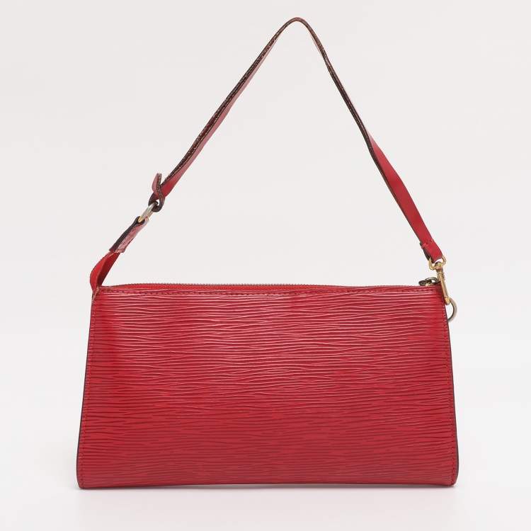 Pre Owned Louis Vuitton Castilian Red Epi Leather Pochette Accessoires Bag