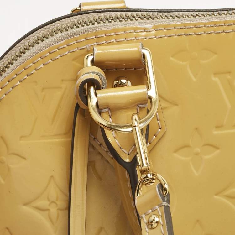 Pre Owned Louis Vuitton Jaune Passion Monogram Vernis Alma BB Bag