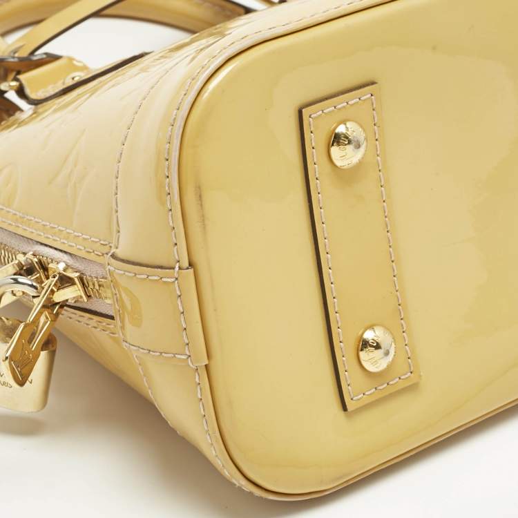 Pre Owned Louis Vuitton Jaune Passion Monogram Vernis Alma BB Bag