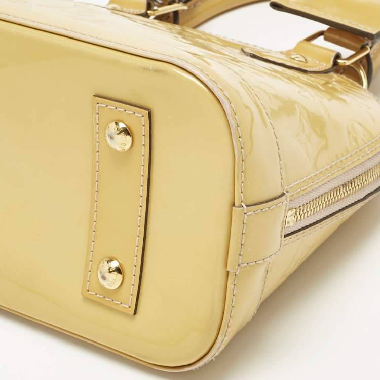 Pre Owned Louis Vuitton Jaune Passion Monogram Vernis Alma BB Bag
